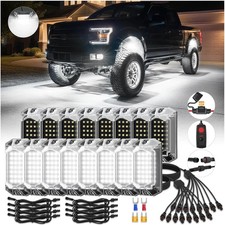 16Pods Full Angle All Pure White LED Rock Lights Kit Plug and Play 6500K Pre Wir