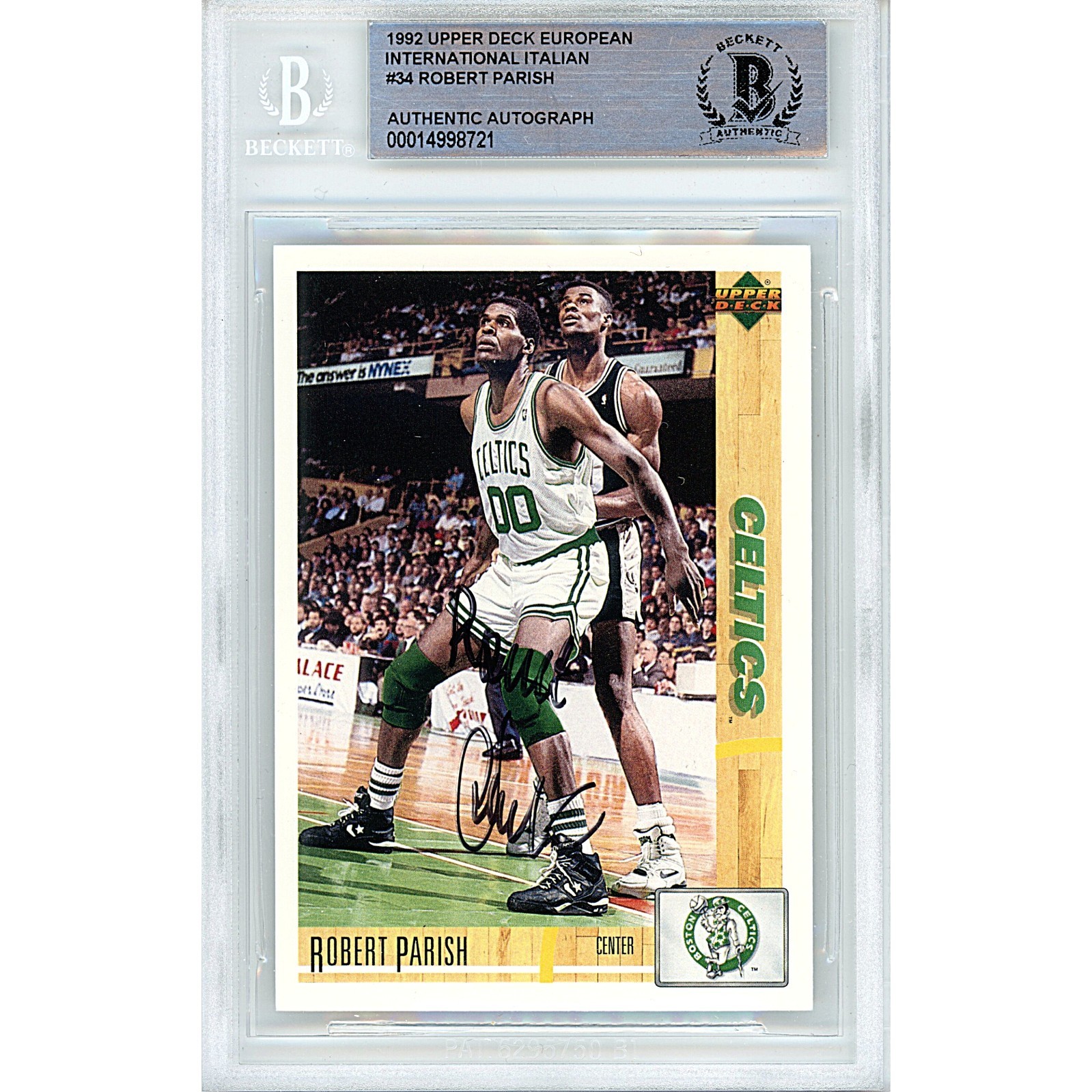 Robert Parish Signed 1992-93 Upper Deck Euro #34 Beckett BAS Boston Celtics Auto