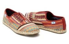 Toms Cayenne Sz 8 Tribal Pattern Palmera Slip On Canvas Espadrilles Shoes Flats