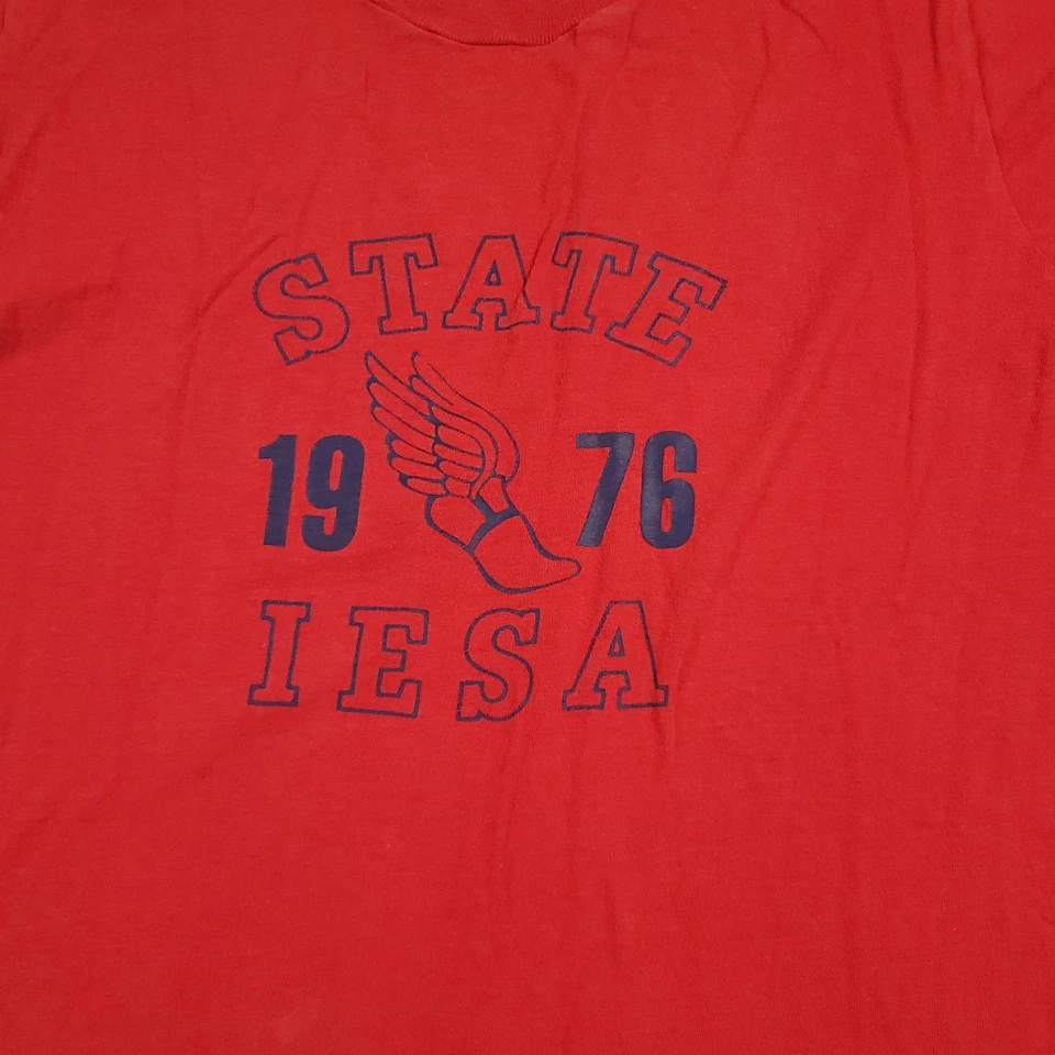 Camiseta de colección IESA State para hombre mediana roja atletismo camiseta para correr 1976 años 70 Foto 4 de 4