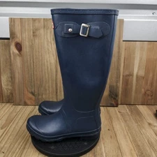 Womens Hunter Boot Original size 6 Tall Navy Blue Mid Calf Rain Boots
