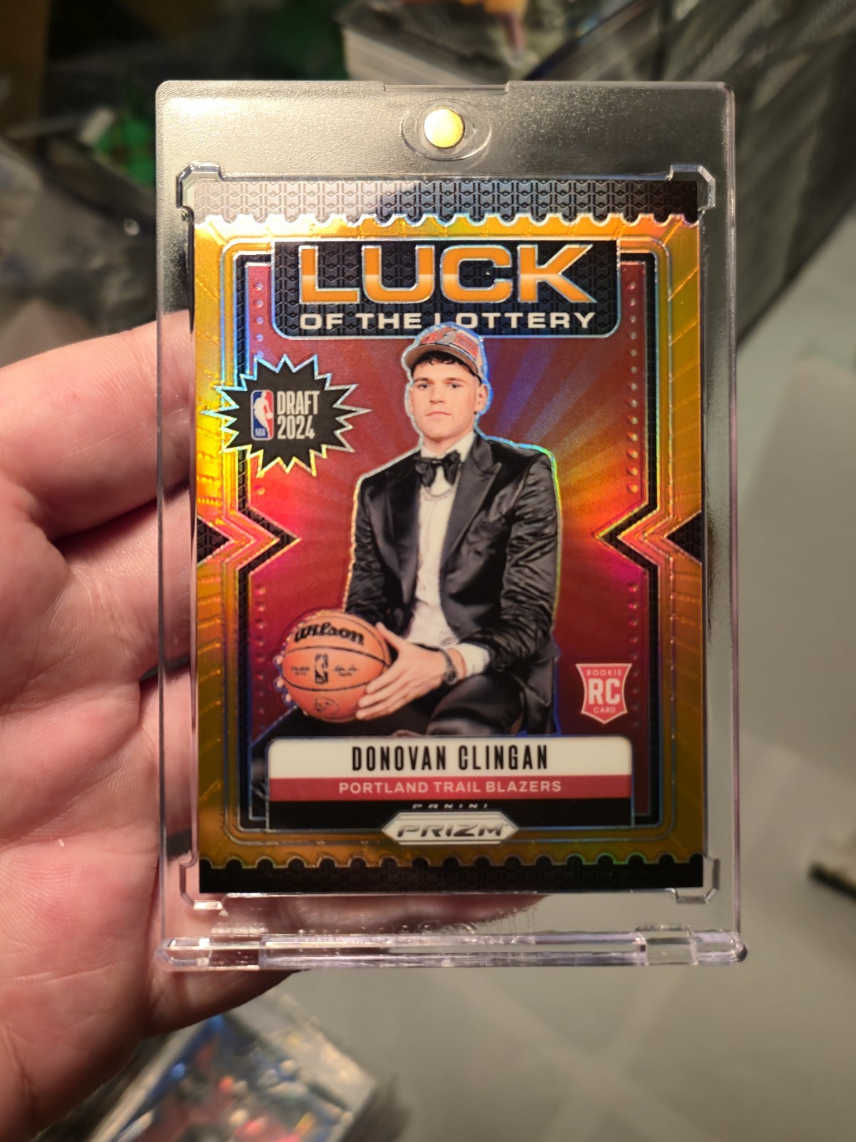 2024-25 Panini Prizm Luck of the Lottery Orange /49 Donovan Clingan #9 Rookie RC