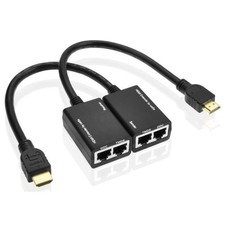 HDMI Extender 30M via Cat5e/6 Cable, 1080P, HDCP Compliant, Compact, Black