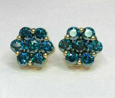Best Round Cut London Blue Topaz Women's Stud Earrings 14k Yellow Gold Plated
