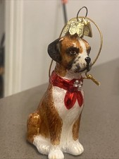 NOBLE GEMS BY KURT ADLER-GLASS BOXER DOG ORNAMENT
