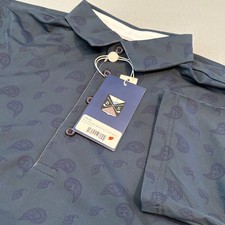 NWT Boston Scott Golf Polo Men Small Blue Paisley ShortSleeve Performance Strch