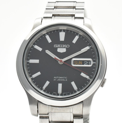 SEIKO 5 Automatic 7S26-02J0 Black Dial Day Date 21 Jewels Men's Watch from JAPAN
