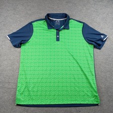 Adidas Polo Shirt Mens XL Green Geometric Climachill Golf Performance Top BC2983