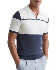 REISS Rome Slim Fit Half Zip Color Blocked Polo XL