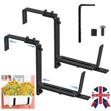 2PCS Trough Window Box Brackets Metal Pot Hanging Hooks Balcony Planter Holder