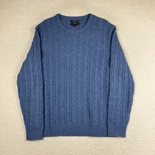Club Room Sweater Mens Large Blue 100 Cashmere Cable Knit Crewneck Pullover