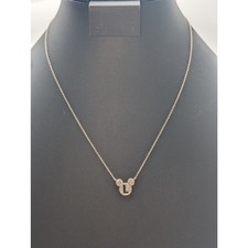 Disney Mickey Mouse White CZ Silver Over Brass Initial 'L' Pendant Necklace