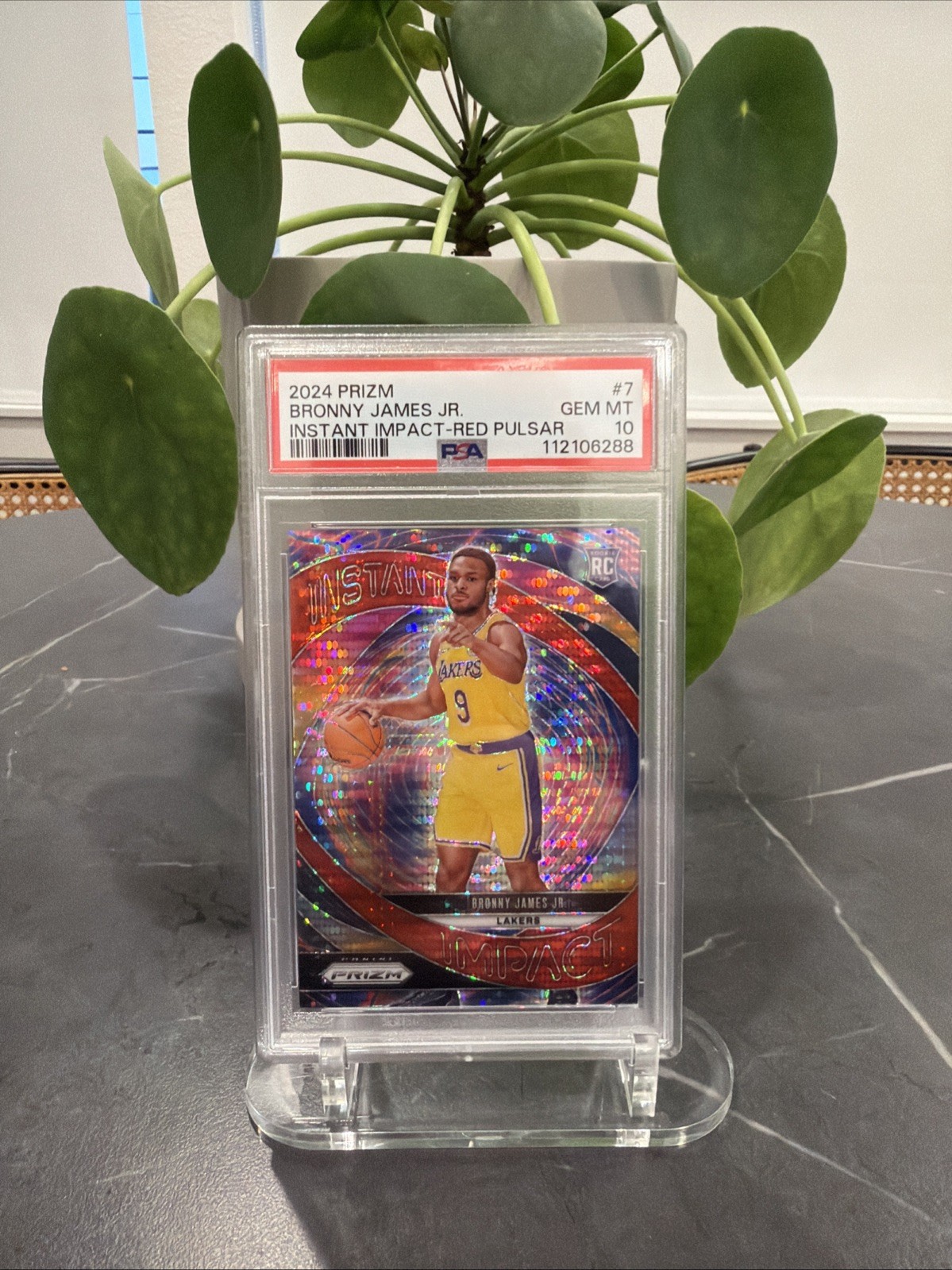 2024-25 Panini Prizm - Instant Impact Bronny James #7 Red Pulsar Prizm /75 (RC)