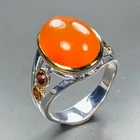 Jewellery 10 ct+ Natural Carnelian Ring 925 Sterling Silver Size 8 /R470644