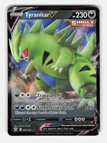 Tyranitar V 097/163 Holo V Rare Battle Styles Pokemon Near Mint