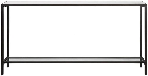 Hayley 60" Mirrored Glass & Black Console Table by - Picture 1 of 9