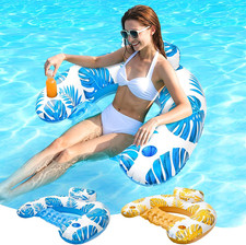Inflatable Pool Floats Adult with Dual Cup Holders - 2-Pack