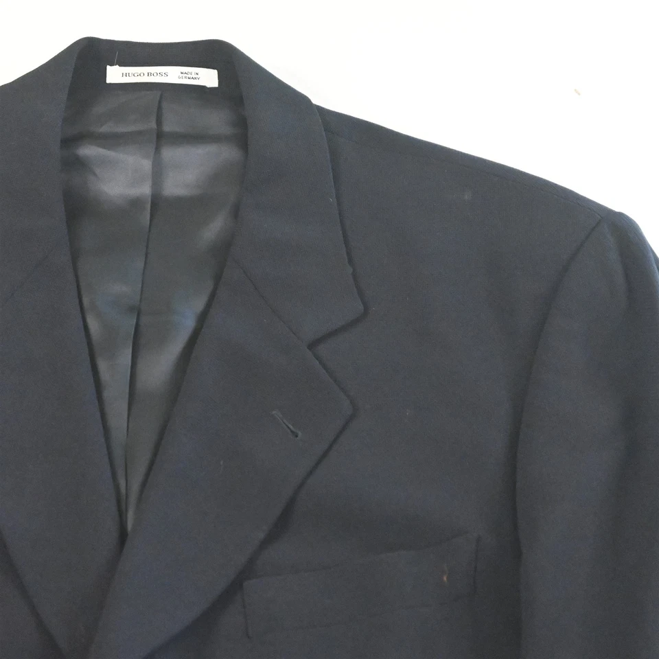 Винтажный HUGO BOSS 42L темно-синий 100% шерсти хопсак коробка Y2K Blazer куртка спортивное пальто - Изображение 2 из 4