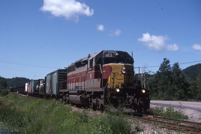 ACR ALGOMA CENTRAL 183 FREIGHT ACTION SEARCHMONT 1993  ORIGINAL SLIDE