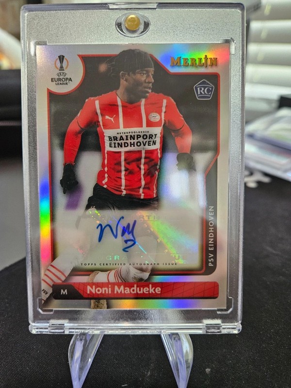 2022-23 Topps Merlin UEFA Noni Madueke Refractor Auto Rookie RC England Arsenal