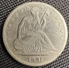 1861 S Seated Liberty Half Dollar VF Details Low Mintage 939,500 Civil War Era