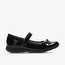 Clarks Girls Venture Star Youth Black Patent Leather Mary Jane,School Shoes