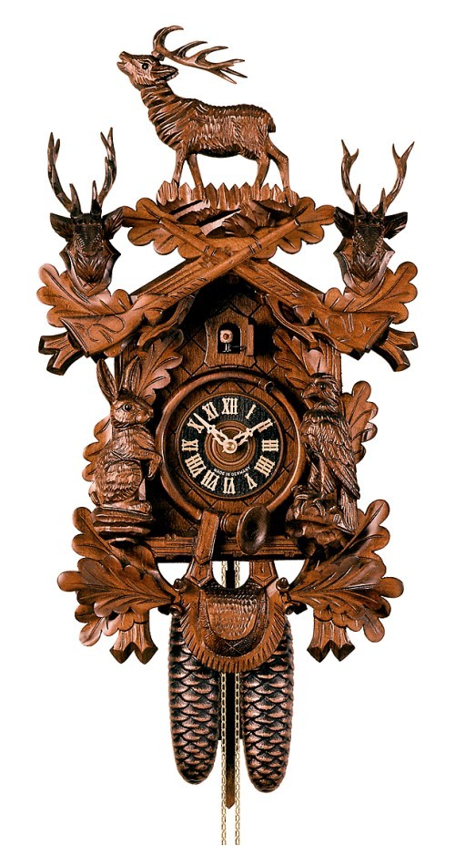 Cuckoo Clock Hunting Clock, standing Deer HO 837/4nu NEW