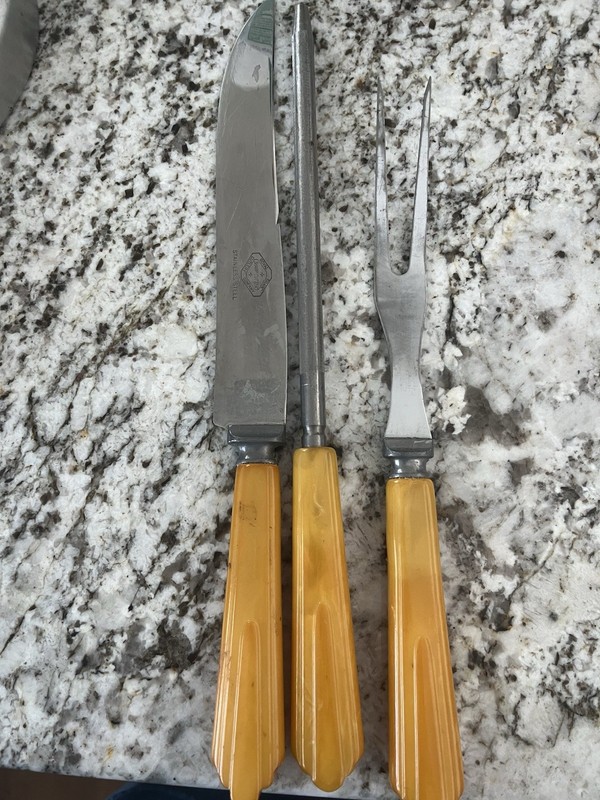 ROYAL BRAND Sharp Cutter Vintage Carving 3 PC Set w/ rare Bakelite handles
