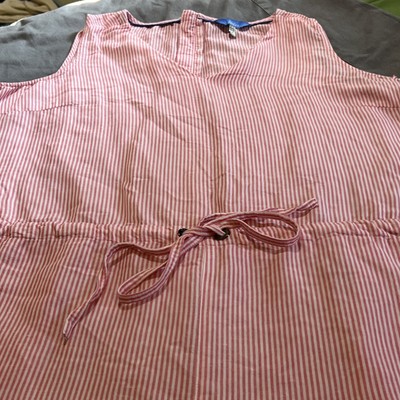 Joules Pink/Orange Striped Sleeveless Jumpsuit w Waist Tie Size 10 Linen Blend