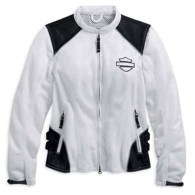Harley Davidson Women s LARGE Callahan Jacket Riding Gear White Mesh 98092-15VW