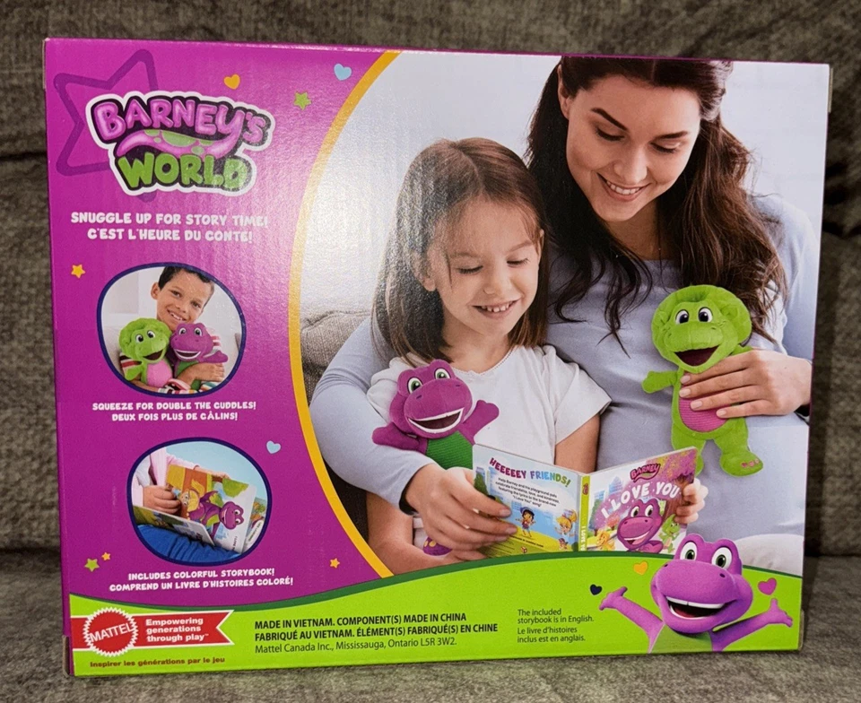 Peluches Barney's World Story Time Barney & Baby Bop de 9 pulgadas con libro de cuentos. NUEVO Foto 2 de 2