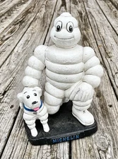 Michelin Man Bibendum w/ Bubble the Dog 10” Tall HEAVY Cast Iron Statue
