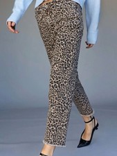 Sanctuary Cadence 90s Straight Crop Jeans 32 Leopard Animal Print French Kitty