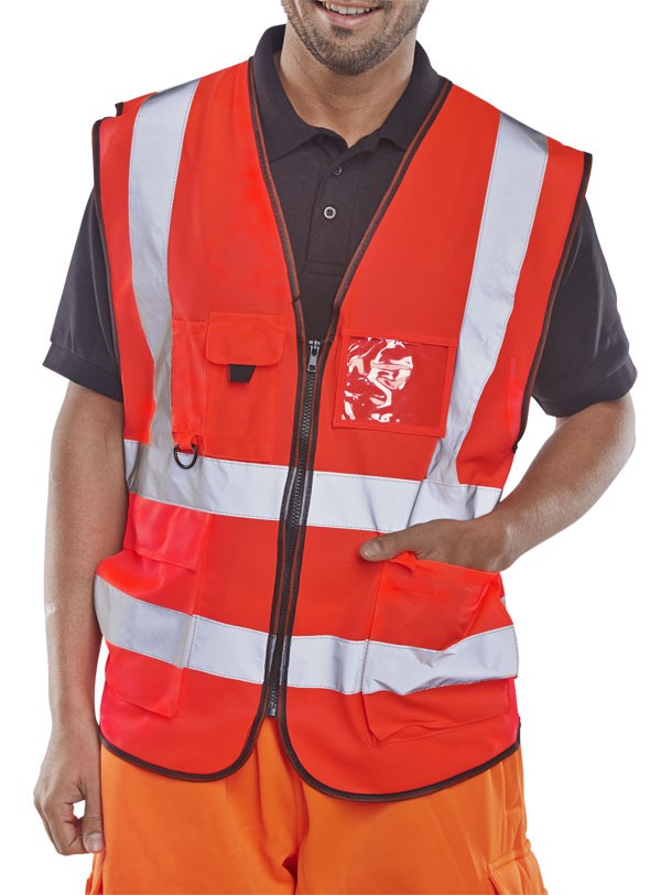 Beeswift Hi-Vis Executive Id Vest Red Size XXL