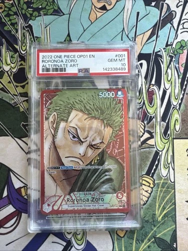 PSA 10 - ONE PIECE TCG  ENGLISH- RORONOA ZORO ALT ART LEADER - (OP01-001 L)