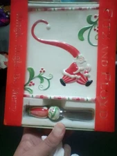 Fitz & Floyd Mingle Jingle Be Merry Snack Cheese Plate Spreader Christmas Santa