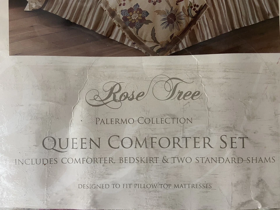 Rose Tree Queen Bedding Set Comforter Shams Bed Skirt Floral - Image 2 of 4