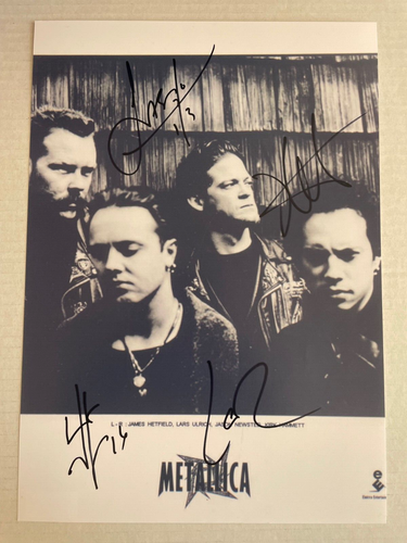 Metallica Kirk Hammett Lars Ulrich, James Hetfield, Robert T. 8 x 12 Foto mit Echtheitszertifikat