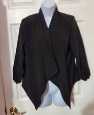 Love Culture Black Blazer Ruched 3/4 sleeves Tapered Front Straight Back Large