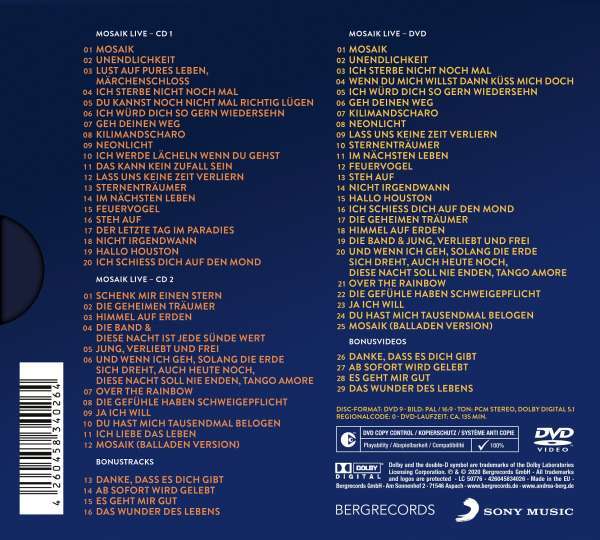 Thumbnail - Andrea Berg: Mosaik Live: Die Arena Tour - Sony - (cd / Titel: H-p)