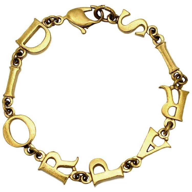 Bracelet Christian Dior Logo Ton Or Accessoire Vintage Bijoux Femme Japon