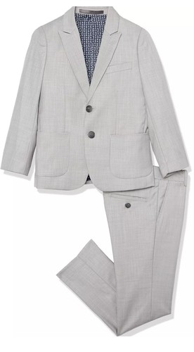 Isaac Mizrahi Boys' Slim Fit Solid Texture Jacket and Pant Suit Set. Size 14