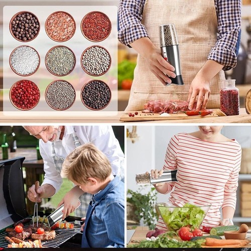 2 Packs Electric Salt and Pepper Grinder Set USB Rechargeable Automatic Gravity - Picture 7 of 12