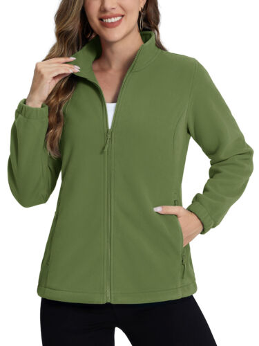 Women's Fleece Lined Jackets Stand Collar Full Zip Sweatshirts Outdoor Warm Coat - Picture 97 of 110