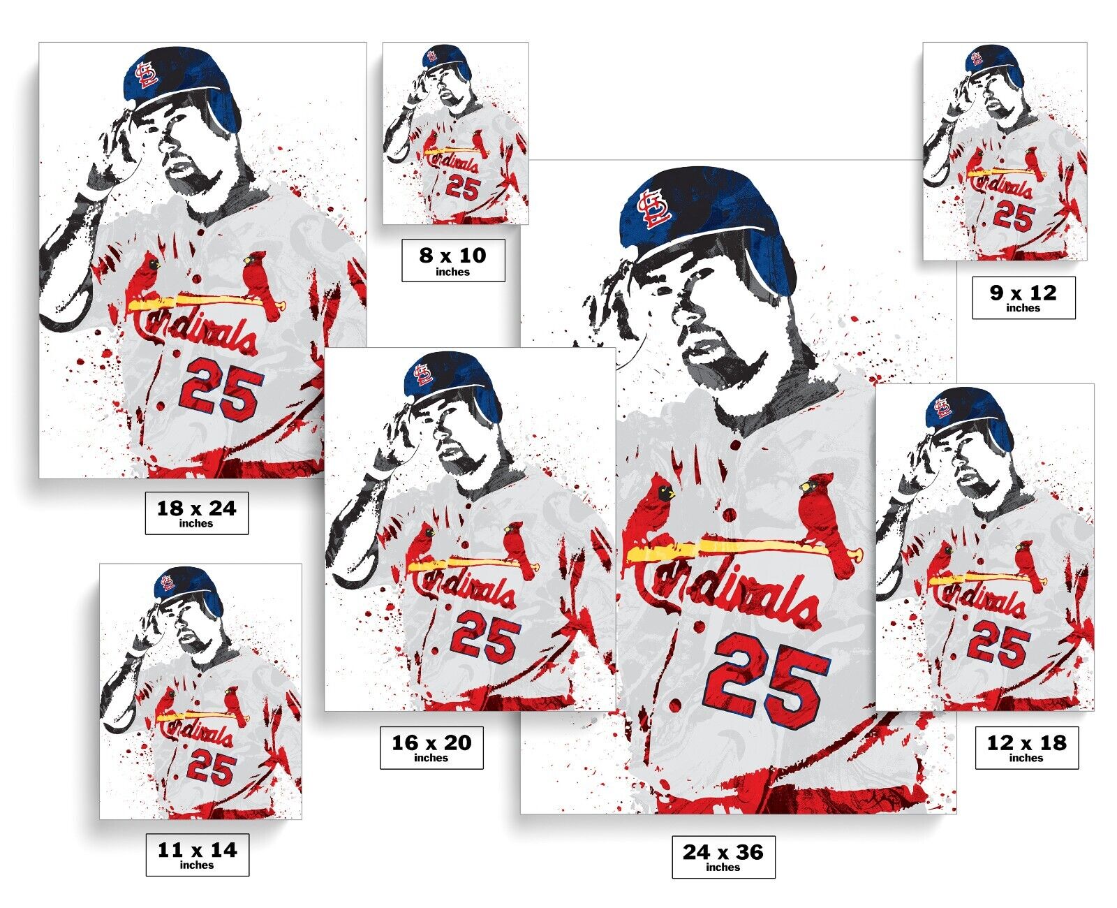 Mark McGwire St. Louis Cardinals Sports Print, Man Cave-FREE US SHIPPING