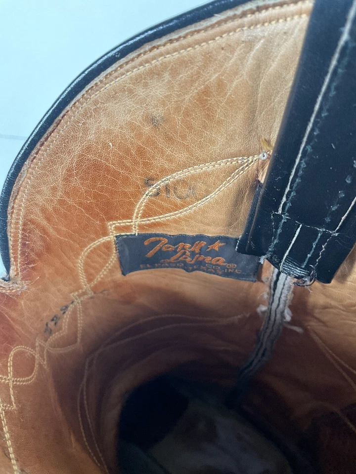 Botas de Vaquero Tony Lama Años 60 Verde Esmeralda 10 E Etiqueta Dorada Envejecida Foto 3 de 4