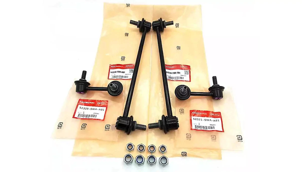 An OEM set of front and rear sway bar links for the 2007-2016 Honda CR-V with packaging displayed on a white background.