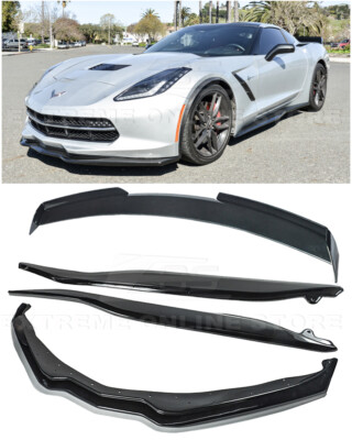 ABS Plastic - Painted Carbon Flash Metallic Replacement For 2014-2019 Corvette C7 Z06 Stage 2 Front Bumper Lip Splitter With Side Skirts Rocker Panels /& Rear Spoiler Full Assembly Combo Kit