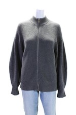 Modern Citizen Womens Thick Knit Turtleneck Zip Sweater Jacket Gray Size Small