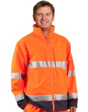 A.I.W Hi Vis Two Tone SoftShell Safety Jacket with 3M Reflective Tapes Hoop Patt